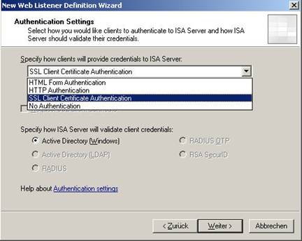 Authentication settings
