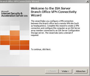 ISA Server Branch Office Connectivity Wizard