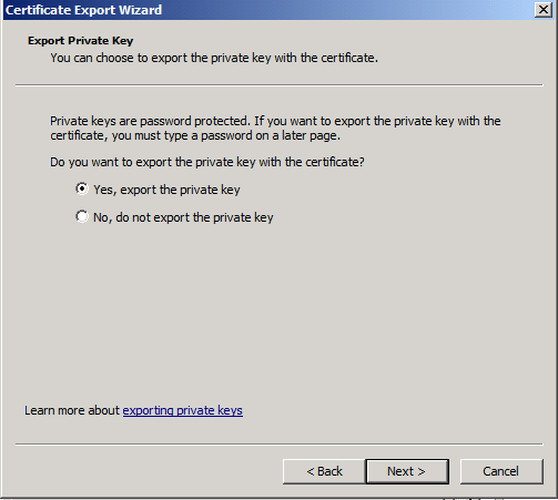 Certificate Export Wizard